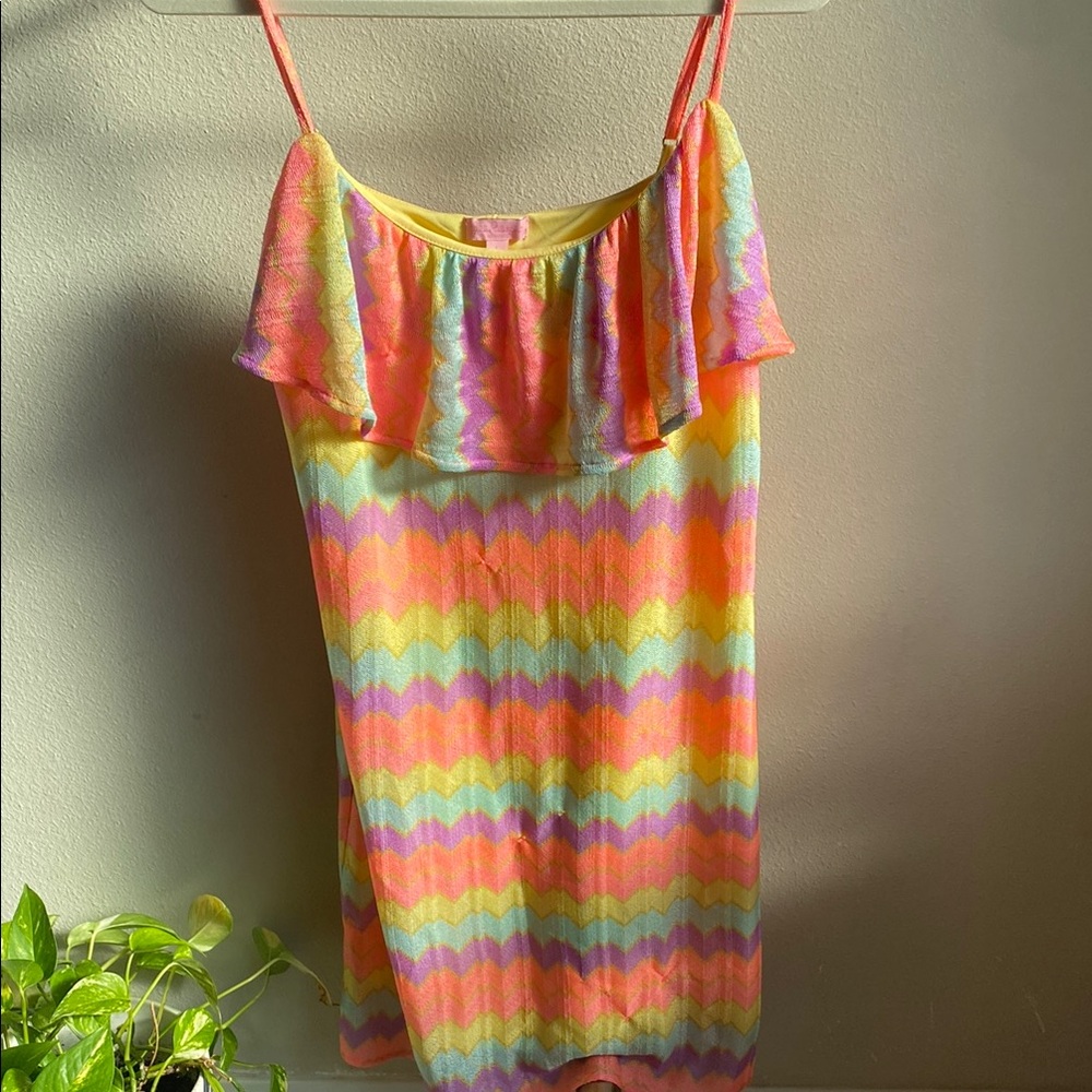 Lilly Pulitzer Multicolor Chevron Ruffle Dress